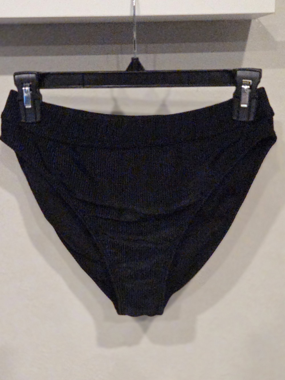Women’s Black Ribbed High-Cut Swim Bottom